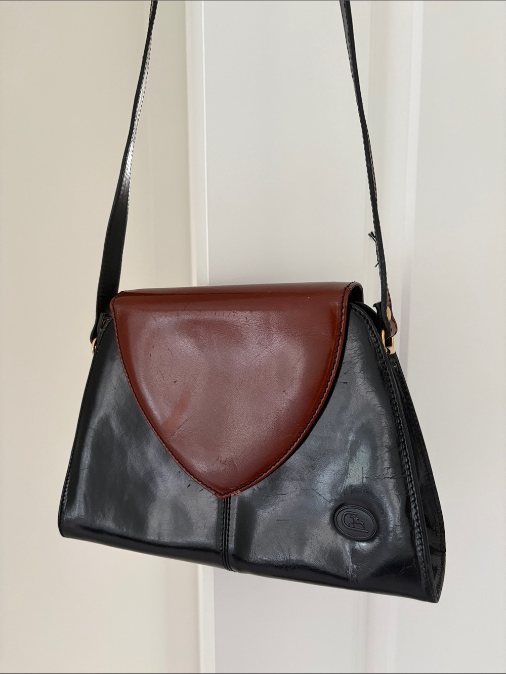 Vintage Mateus Two-Tone Genuine Leather Shoulder Bag.